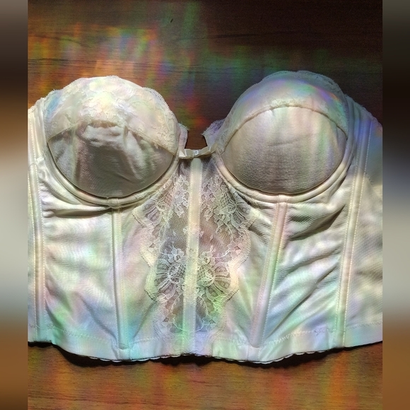 Vintage Lady Marlene Ivory Lace Corset Bra Top 36 Low Back - Picture 1 of 6